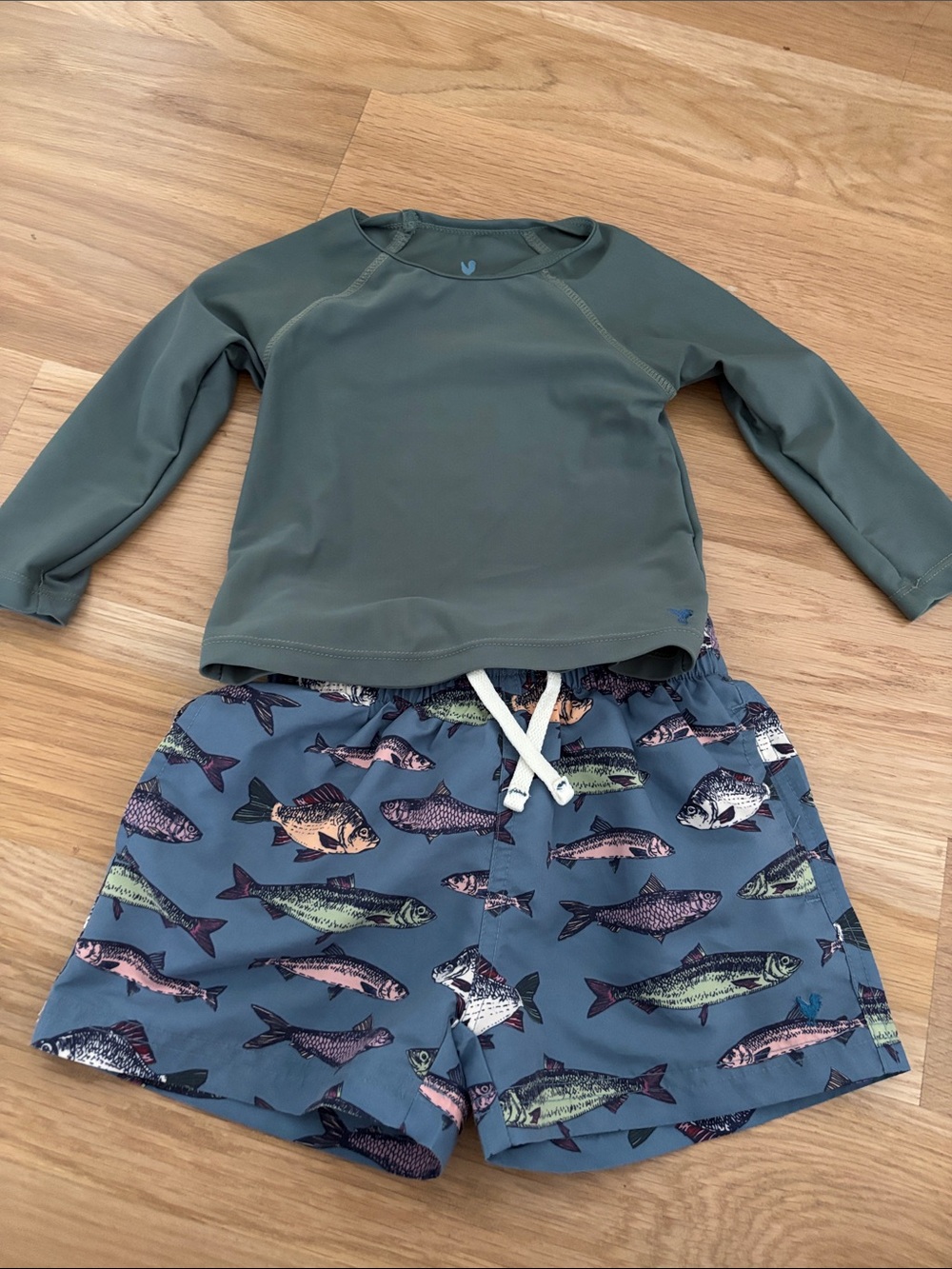 Blue rooster bathing suit and matching shirt. 18/24month